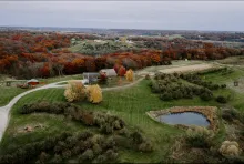 Aerial view of Wills family farm in the fall.
