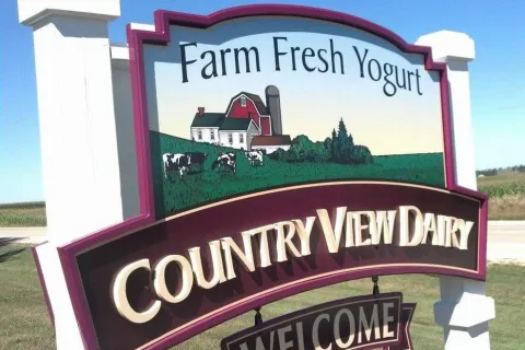 Country View Dairy sign.