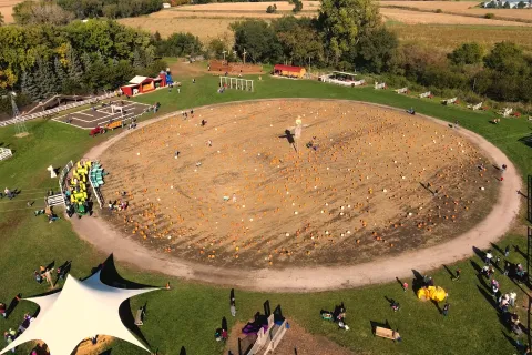 Aerial view of Scarecrow Farm.