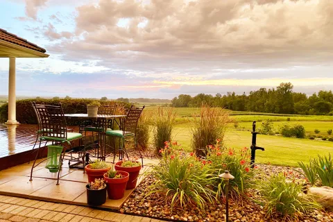 View of the Iowa Flower Farm after a rainstorm.